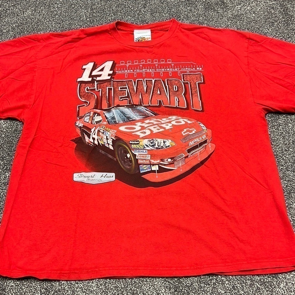 Tony Stewart Shirt Men's 2XL NASCAR Racing Office Depot Tee Red Short Sleeve